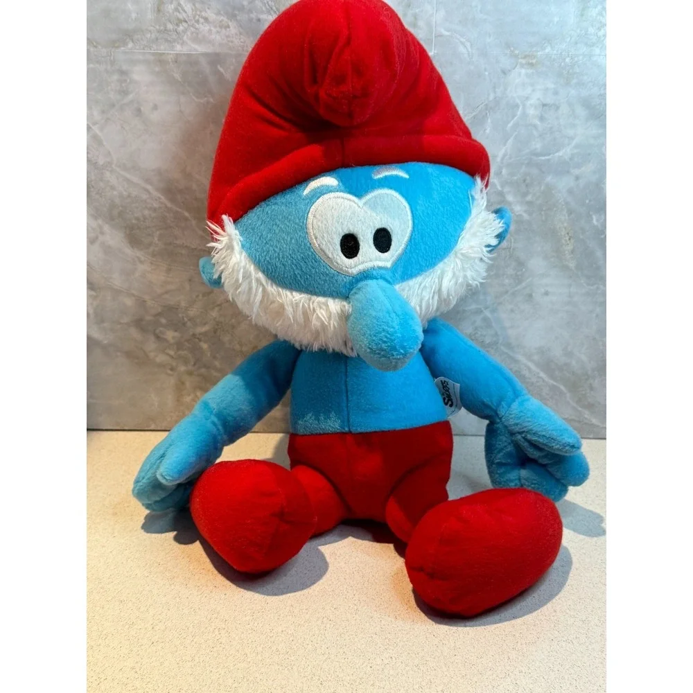 The Smurfs Papa‎ Smurf Plush Doll Red Hat Blue Vintage 2010 Stuffed Toy 14
